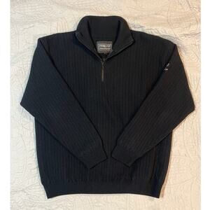 ProQuip Lambswool Lined 1/4 Zip Golf Sweater Large Windproof Ribbed Outdoor